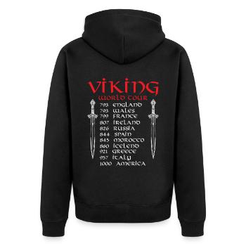 Viking World Tour - Unisex Premium Organic Zip Hoodie - black - Back - Nico (187cm)