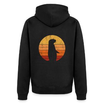 Prairie dog vintage, prairie dog - Unisex Premium Bio Zip Hoodie - Schwarz - Hinten - Nico (187cm)