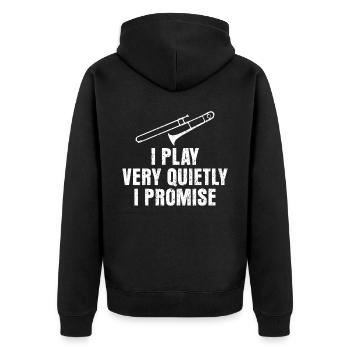 Posaune Posaunen Musik Posaunist - Unisex Premium Bio Zip Hoodie - Schwarz - Hinten - Nico (187cm)