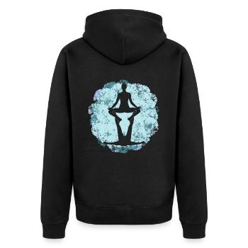 Acroyoga Yogalehrer Meditaion Acro Yoga - Unisex Premium Bio Zip Hoodie - Schwarz - Hinten - Nico (187cm)