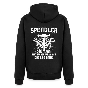 Spengler Beruf Karosseriespengler Sprüche - Unisex Premium Bio Zip Hoodie - Schwarz - Hinten - Nico (187cm)