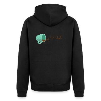 Heartbeat Coffee ECG - Unisex Premium Organic Zip Hoodie - black - Back - Nico (187cm)