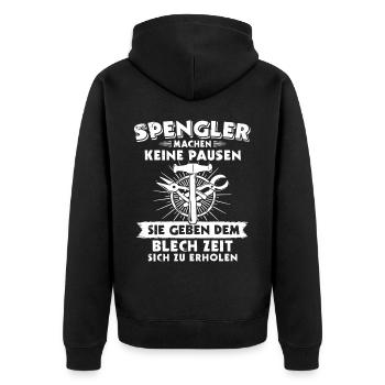 Spengler Spengeln Karosseriespengler - Unisex Premium Bio Zip Hoodie - Schwarz - Hinten - Nico (187cm)