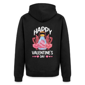 Petite amie, petit ami, homme, partenaire de la Saint-Valentin - Veste à capuche bio Premium Unisexe - noir - Dos - Nico (187cm)
