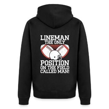 Lineman Football Player Offensive Defense - Unisex Premium Organic Zip Hoodie - black - Back - Nico (187cm)