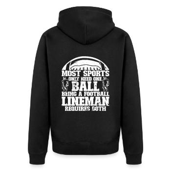 Lineman Football Player Offensive Defense - Unisex Premium Organic Zip Hoodie - black - Back - Nico (187cm)