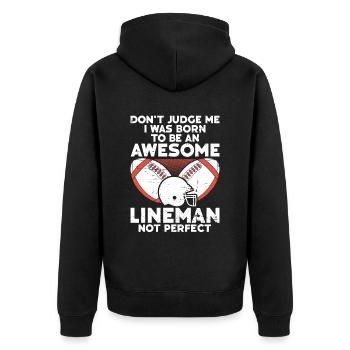 Lineman Football Player Offensive Defense - Unisex Premium Organic Zip Hoodie - black - Back - Nico (187cm)