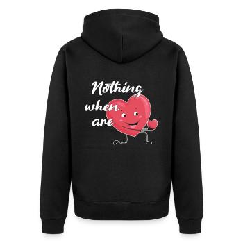Petite amie, petit ami, homme, partenaire de la Saint-Valentin - Veste à capuche bio Premium Unisexe - noir - Dos - Nico (187cm)