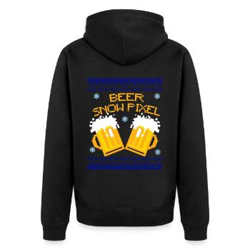 Beer Beer Snow Pixel Christmas Motif UglyChristmas - Unisex Premium Organic Zip Hoodie - black - Back - Nico (187cm)