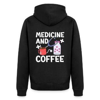 Medizin Und Kaffee Arzt Krankenhaus Arzt - Unisex Premium Bio Zip Hoodie - Schwarz - Hinten - Nico (187cm)