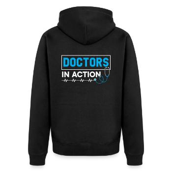 Ärzte in Aktion Krankenhausmedizin Arzt - Unisex Premium Bio Zip Hoodie - Schwarz - Hinten - Nico (187cm)