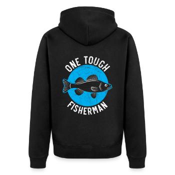 Ein harter Fischer Fischfischer Fischfänger - Unisex Premium Bio Zip Hoodie - Schwarz - Hinten - Nico (187cm)
