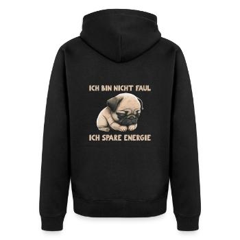 Je ne suis pas paresseux - j’économise de l’énergie - Veste à capuche bio Premium Unisexe - noir - Dos - Nico (187cm)