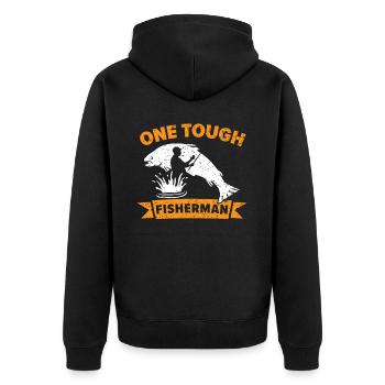 Ein harter Fischer Fischfischer Fischfänger - Unisex Premium Bio Zip Hoodie - Schwarz - Hinten - Nico (187cm)