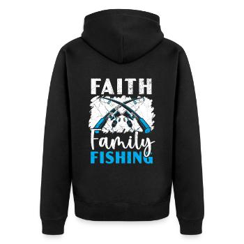 Glaube Familie Angeln Fischer Fischer Fischfänger - Unisex Premium Bio Zip Hoodie - Schwarz - Hinten - Nico (187cm)
