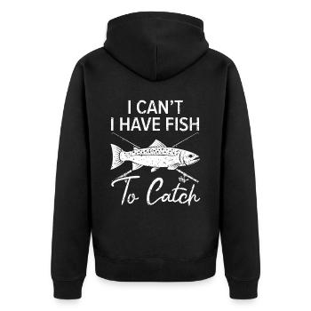 Ich kann keinen Fisch haben, um Fischer zu fangen - Unisex Premium Bio Zip Hoodie - Schwarz - Hinten - Nico (187cm)
