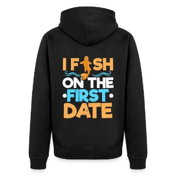 Fischer Angeln Fischer Fischfänger Fisch Fisch - Unisex Premium Bio Zip Hoodie - Schwarz - Hinten - Nico (187cm)