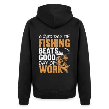 Fischer Angeln Fischer Fischfänger Fisch Fisch - Unisex Premium Bio Zip Hoodie - Schwarz - Hinten - Nico (187cm)