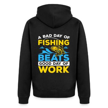 Fischer Angeln Fischer Fischfänger Fisch Fisch - Unisex Premium Bio Zip Hoodie - Schwarz - Hinten - Nico (187cm)