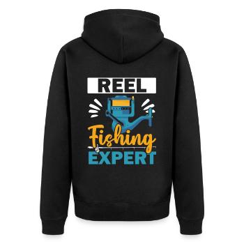 Fischer Angeln Fischer Fischfänger Fisch Fisch - Unisex Premium Bio Zip Hoodie - Schwarz - Hinten - Nico (187cm)