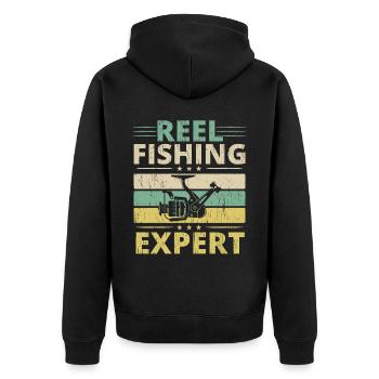 Fischer Angeln Fischer Fischfänger Fisch Fisch - Unisex Premium Bio Zip Hoodie - Schwarz - Hinten - Nico (187cm)