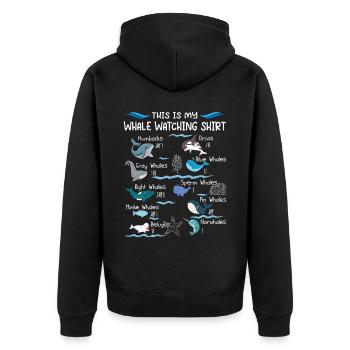 Funny whale watching shirt - Unisex Premium Organic Zip Hoodie - black - Back - Nico (187cm)