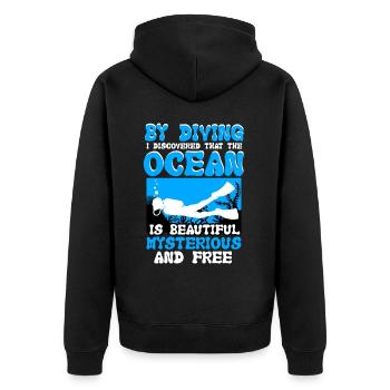 By Diving I Discovered That The Ocean - Unisex Premium Organic Zip Hoodie - black - Back - Nico (187cm)