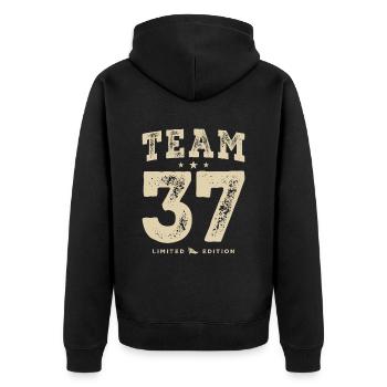 Funny 37th Birthday Age 37 Years Old - Unisex Premium Organic Zip Hoodie - black - Back - Nico (187cm)