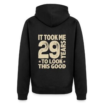 Funny 29th Birthday Age 29 Years Old - Unisex Premium Organic Zip Hoodie - black - Back - Nico (187cm)