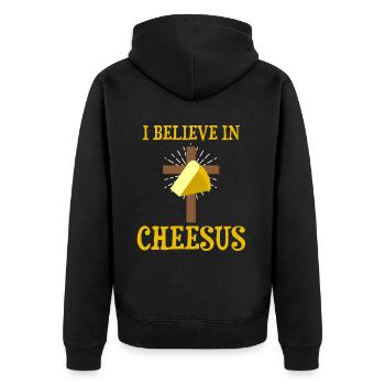 Gouda design pour fromagerie laitière et fromage Gouda - Veste à capuche bio Premium Unisexe - noir - Dos - Nico (187cm)