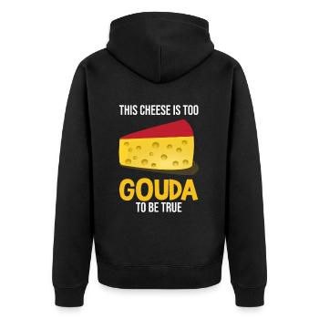 Gouda lovers for smoked Gouda - Unisex Premium Organic Zip Hoodie - black - Back - Nico (187cm)