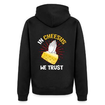 Gouda fumé design et Gouda gourmet - Veste à capuche bio Premium Unisexe - noir - Dos - Nico (187cm)