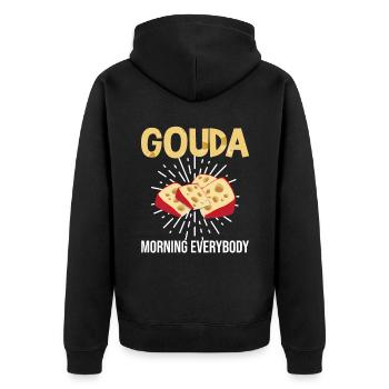 Devis fromagerie pour les amateurs de fromage Gouda et de Gouda - Veste à capuche bio Premium Unisexe - noir - Dos - Nico (187cm)