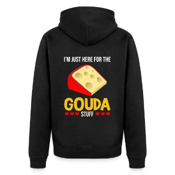 Gouda design pour fromagerie laitière et fromage Gouda - Veste à capuche bio Premium Unisexe - noir - Dos - Nico (187cm)