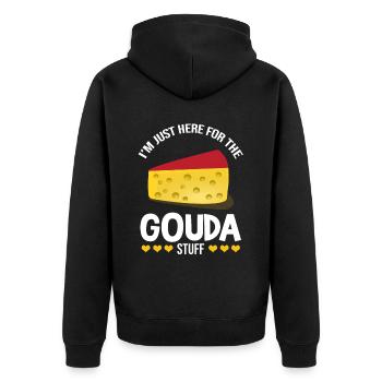 Devis fromagerie pour les amateurs de fromage Gouda et de Gouda - Veste à capuche bio Premium Unisexe - noir - Dos - Nico (187cm)