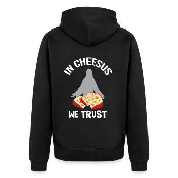 Gouda lovers for smoked Gouda - Unisex Premium Organic Zip Hoodie - black - Back - Nico (187cm)