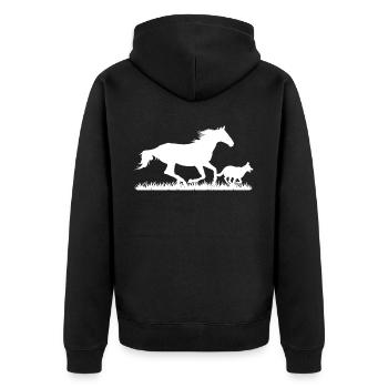 Horse and dog running - Unisex Premium Organic Zip Hoodie - black - Back - Nico (187cm)