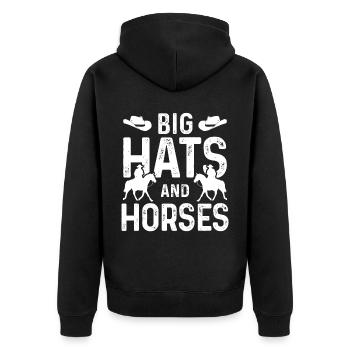 Grands chapeaux et chevaux - Veste à capuche bio Premium Unisexe - noir - Dos - Nico (187cm)
