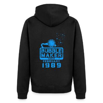 Taucher Geburtstag Bubblemaker seit Februar 1989 - Unisex Premium Bio Zip Hoodie - Schwarz - Hinten - Nico (187cm)