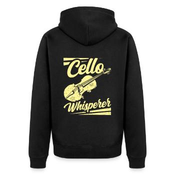 Cello Flüsterer Musiker Cellist Cellos - Unisex Premium Bio Zip Hoodie - Schwarz - Hinten - Nico (187cm)