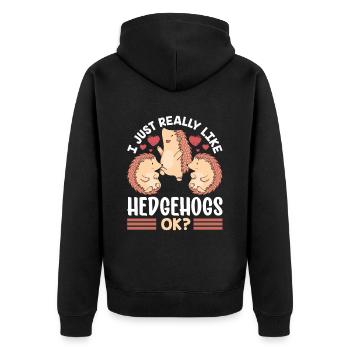 J’aime juste hérisson très mignon animaux de compagnie dictons - Veste à capuche bio Premium Unisexe - noir - Dos - Nico (187cm)