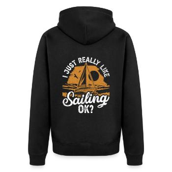 I just like sailing very sailor sailboat - Unisex Premium Organic Zip Hoodie - black - Back - Nico (187cm)