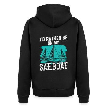 I would rather be sailing on my sailboat - Unisex Premium Organic Zip Hoodie - black - Back - Nico (187cm)