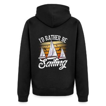 I would rather sail sailboat captain - Unisex Premium Organic Zip Hoodie - black - Back - Nico (187cm)