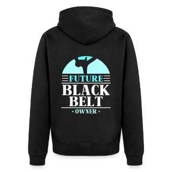 Future Black Belt Holder Black Belt - Unisex Premium Organic Zip Hoodie - black - Back - Nico (187cm)