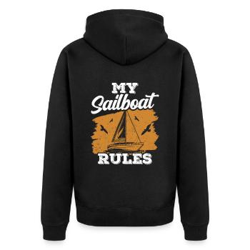 My Sailboat My Rules Sailors Sailing Captain - Unisex Premium Organic Zip Hoodie - black - Back - Nico (187cm)