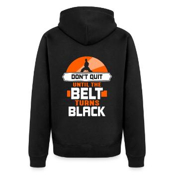 Do not give up until the belt turns black Gur MMA - Unisex Premium Organic Zip Hoodie - black - Back - Nico (187cm)