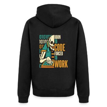 Entwickler Coder Programmierer Schädel - Unisex Premium Bio Zip Hoodie - Schwarz - Hinten - Nico (187cm)