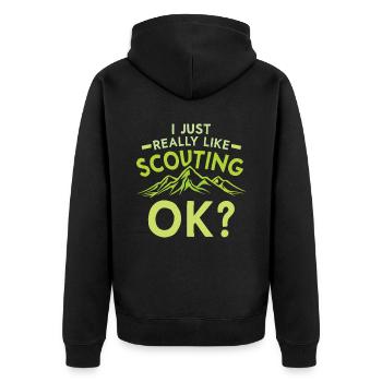 Ich Mag Pfadfinden Einfach Sehr Pfadfinder Sippe - Unisex Premium Bio Zip Hoodie - Schwarz - Hinten - Nico (187cm)