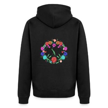 Tulip wreath Tulips - Unisex Premium Organic Zip Hoodie - black - Back - Nico (187cm)